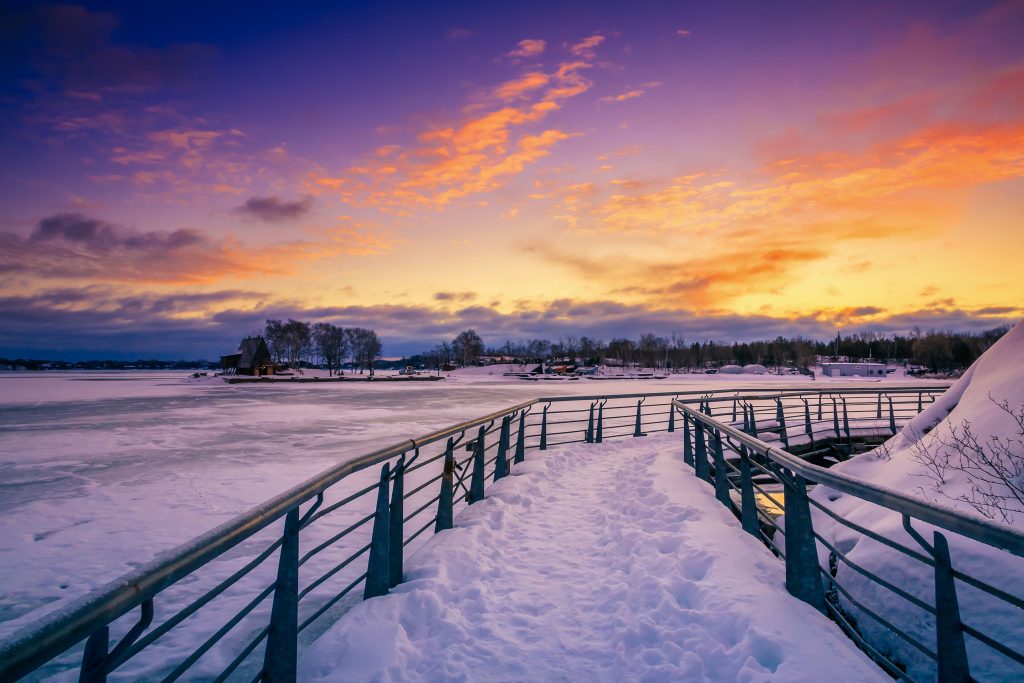 Picture of Bell Park in the winter with the ground covered by snow